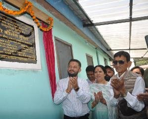 District Council member Kaushal Mungta dedicated the first library of the area to Hatkoti.