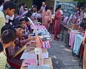 Jaisinghpur: Students put up an exhibition of science-math models in Sanghol School.