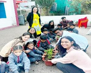 Volunteers of Shoolini University conducted educational activities for the village students.