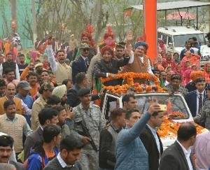 भाजपा के राष्ट्रीय अध्यक्ष जगत प्रकाश नड्डा का बिलासपुर में भव्य स्वागत