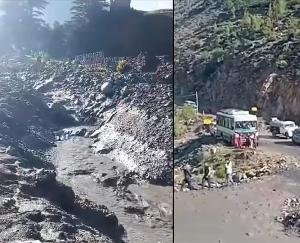 Flash flood in Udaipur, Himachal, road washed away, vehicles and people stranded