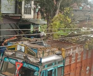 तूफ़ान में मेन लाईन पर गिरी पेड़ की टहनी, कोई बड़ा हादसा नहीं