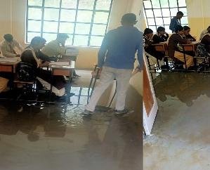 Kullu: Mangalore school becomes a pond, children are forced to study in knee-deep water.