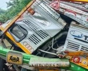 Hamirpur: Truck filled with bricks was climbing uphill, suddenly rolled off the road, driver died