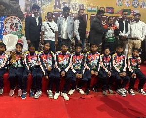 B L School Kunihar students won gold medal in Asian Thai Boxing Championship