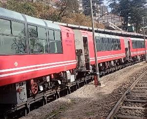 Trial of panoramic vistadome train started on Kalka-Shimla railway track.