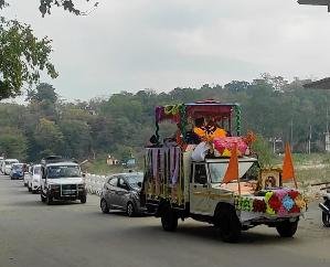 A procession of Guru Ravidas Ji Maharaj was carried out with great enthusiasm on the Prakash Mahotsav in Nangal Chowk.