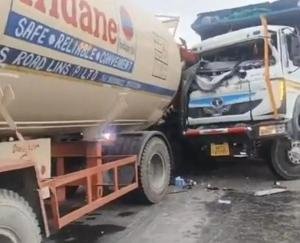 Una: Major accident on Santokhgarh bridge, collision between gas tanker and tippers, three people injured
