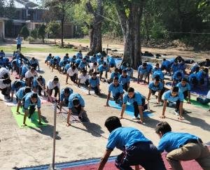 NCC cadets performed yoga at Dhaliara School on International Yoga Day.