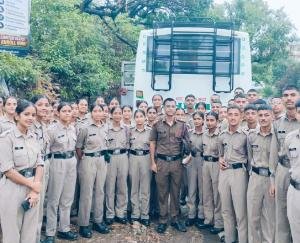 NCC cadets from Dhaliara College depart for a 10-day annual training camp.