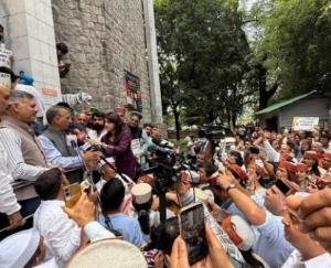 CM Sukhu attends Congress protest in Delhi, raises questions about the election process.