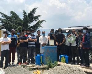 युवा कांग्रेस ने मांदल पंचायत को किया सैनिटाइज