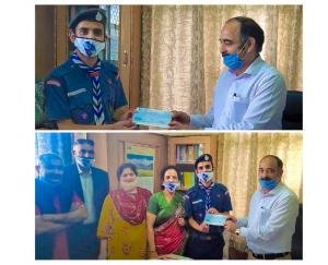 भारत स्काउट एंड गाइड्स हि.प्र. की नौ ओपन यूनिट ने मुख्यमंत्री राहत कोष में दिए 71 हजार रुपये