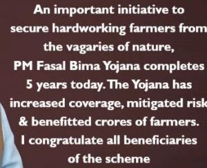 PM congratulates beneficiaries of PM-FBY on completion of 5 years