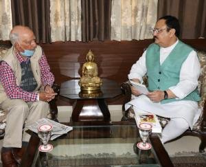 Jagat Prakash Nadda met senior BJP leader Shanta Kumar