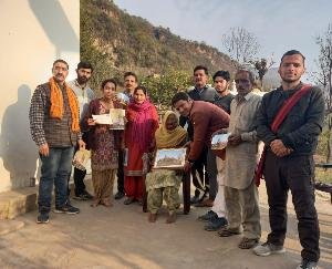 Local people taking part in Ram temple construction dedication fund campaign program